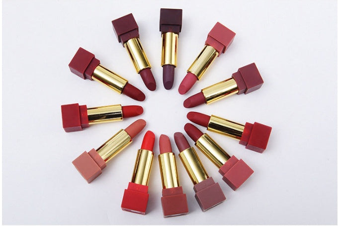 New set of 12-color square tube lipstick matte lipstick New set of 12-color square tube lipstick matte lipstick